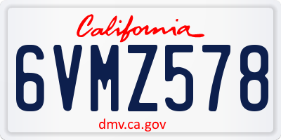 CA license plate 6VMZ578