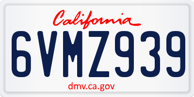 CA license plate 6VMZ939