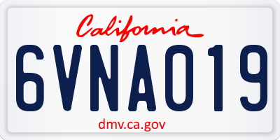 CA license plate 6VNA019