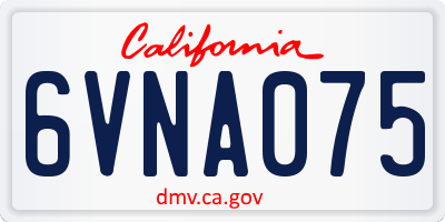 CA license plate 6VNA075