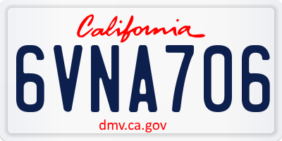 CA license plate 6VNA706