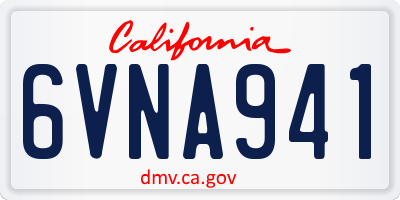 CA license plate 6VNA941
