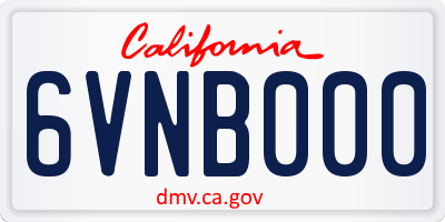 CA license plate 6VNB000