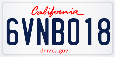 CA license plate 6VNB018