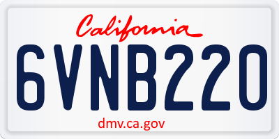 CA license plate 6VNB220