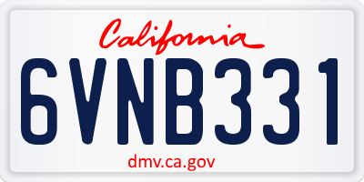 CA license plate 6VNB331
