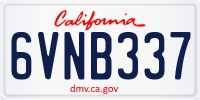 CA license plate 6VNB337