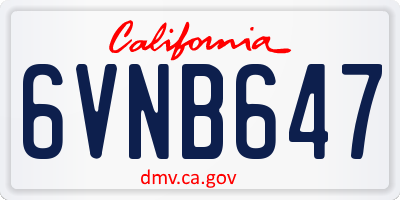 CA license plate 6VNB647