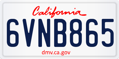 CA license plate 6VNB865
