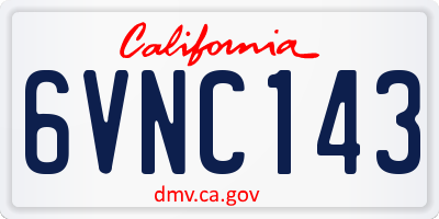 CA license plate 6VNC143