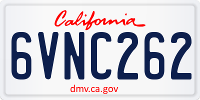CA license plate 6VNC262
