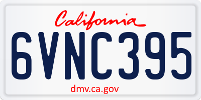 CA license plate 6VNC395