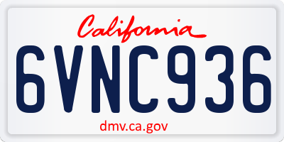 CA license plate 6VNC936