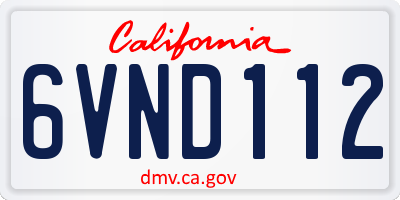 CA license plate 6VND112