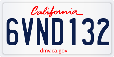 CA license plate 6VND132