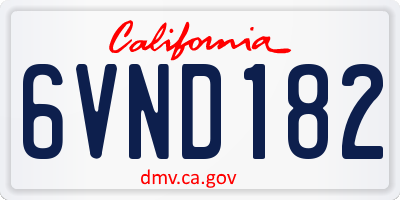 CA license plate 6VND182