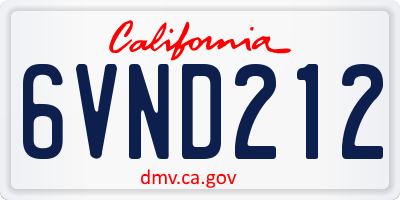 CA license plate 6VND212