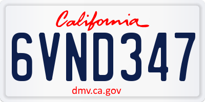 CA license plate 6VND347