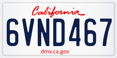 CA license plate 6VND467