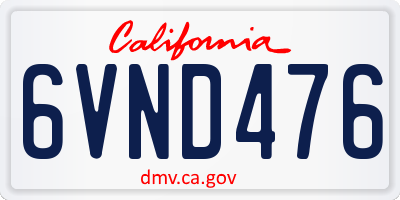 CA license plate 6VND476