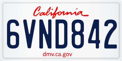 CA license plate 6VND842