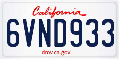 CA license plate 6VND933