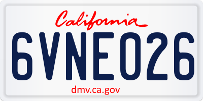 CA license plate 6VNE026