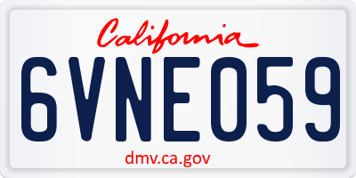 CA license plate 6VNE059