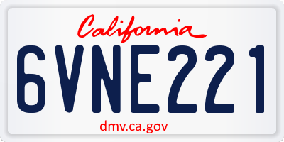 CA license plate 6VNE221