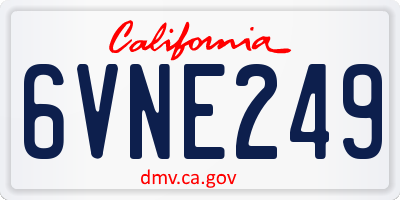 CA license plate 6VNE249