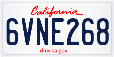 CA license plate 6VNE268