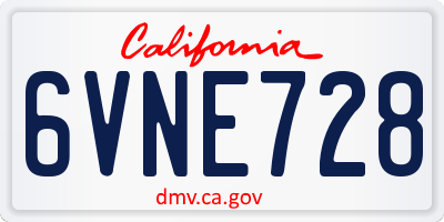 CA license plate 6VNE728