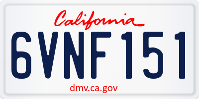 CA license plate 6VNF151