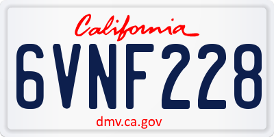 CA license plate 6VNF228