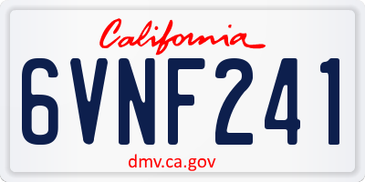 CA license plate 6VNF241