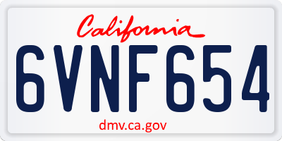 CA license plate 6VNF654