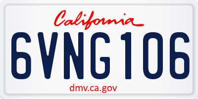 CA license plate 6VNG106