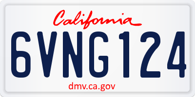 CA license plate 6VNG124