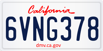 CA license plate 6VNG378