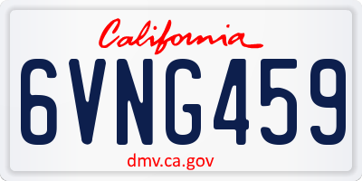 CA license plate 6VNG459