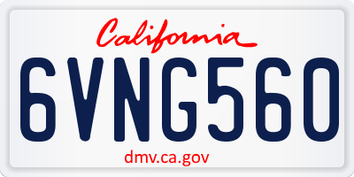 CA license plate 6VNG560