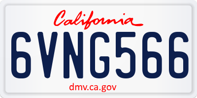 CA license plate 6VNG566