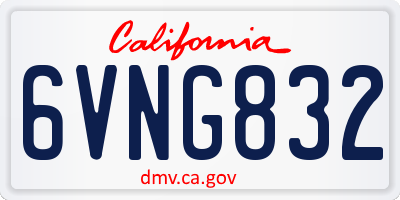 CA license plate 6VNG832