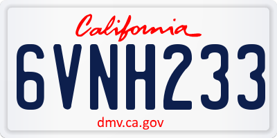 CA license plate 6VNH233