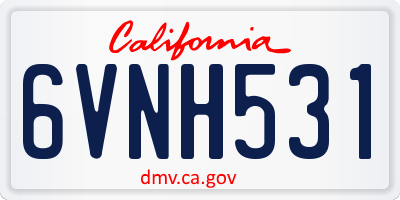 CA license plate 6VNH531