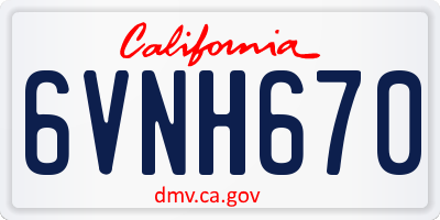 CA license plate 6VNH670