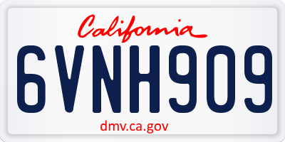 CA license plate 6VNH909