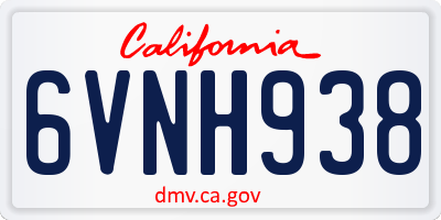CA license plate 6VNH938