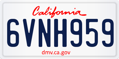 CA license plate 6VNH959