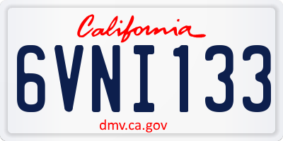 CA license plate 6VNI133